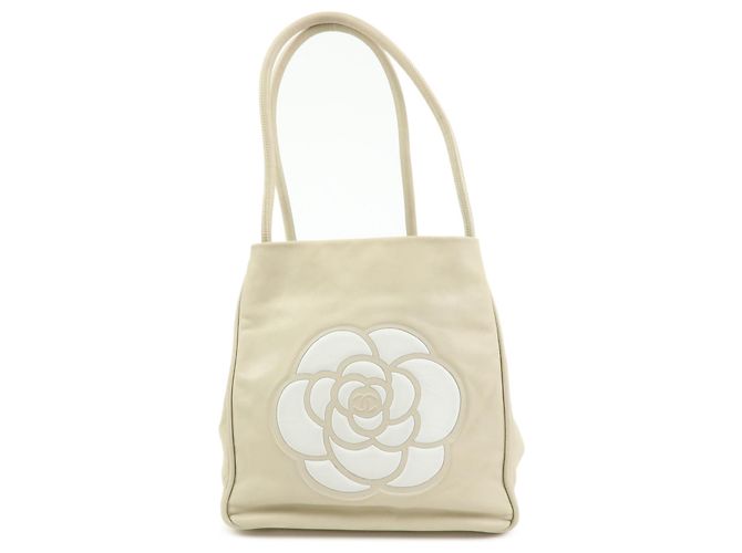 Chanel Camellia Lambskin Medium Beige