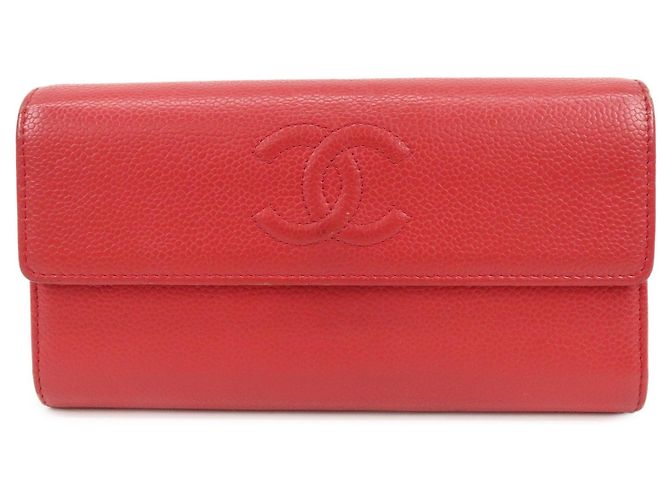 Chanel Timeless CC Flap Caviar Long Roja