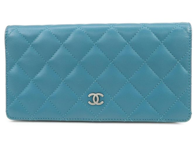 Chanel Bi-Fold Quilted Patent Blue