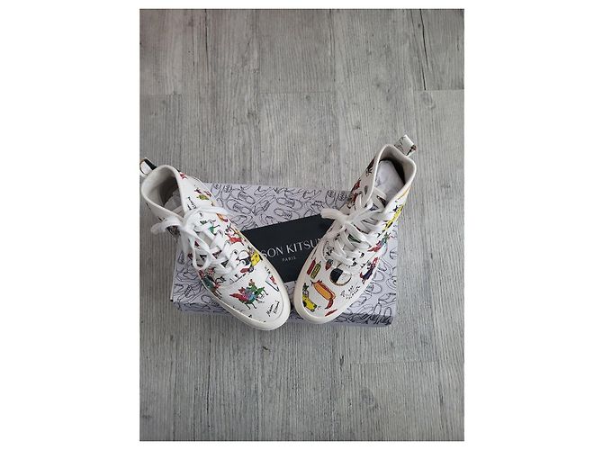 Kitsune Maison Kitsuné printed canvas high-top sneakers