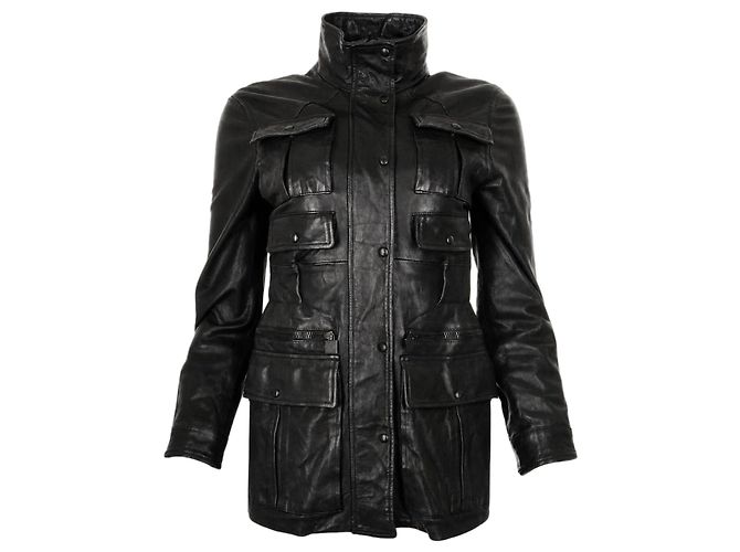 Timeless Chanel 07A Runway Utility-Jacke aus schwarzem Lammleder FR 40