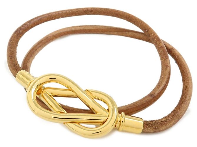 Hermès Jumbo Hook Choker em couro trançado e metal Marrom