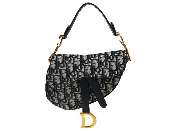 Christian Dior Saddle Oblique Canvas Mini Blu navy