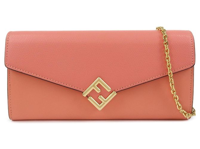 Fendi FF Diamonds Continental Chain Leather Rose