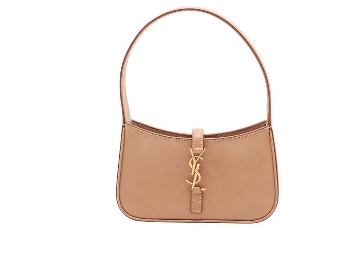 Autre Marque Saint Laurent Le 5 a 7 Hobo Leather Mini Bege