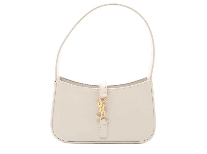 Autre Marque Saint Laurent Le 5 a 7 Hobo Leather Mini Beige