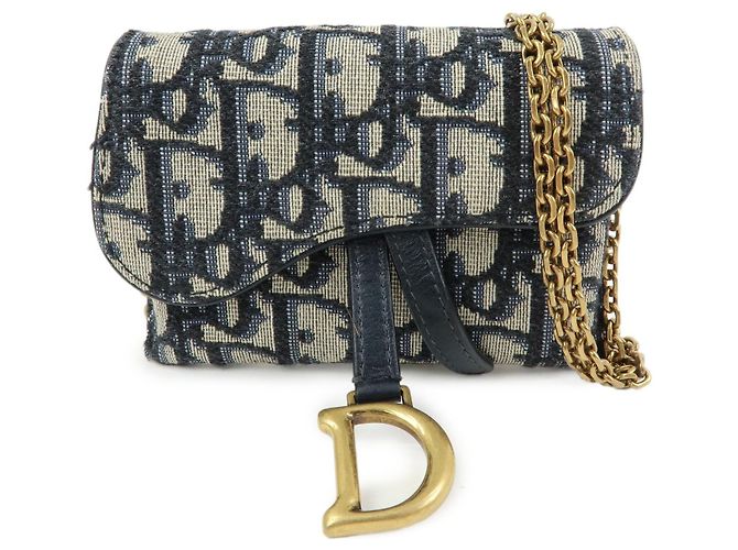 Pochette Saddle en cuir Christian Dior Beige