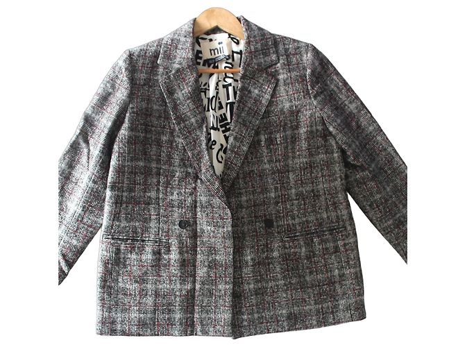Autre Marque Mii Studio Blazer grau-rot kariert