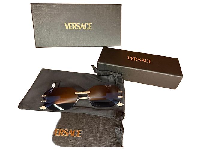 Versace Sonnenbrille Silber Blau