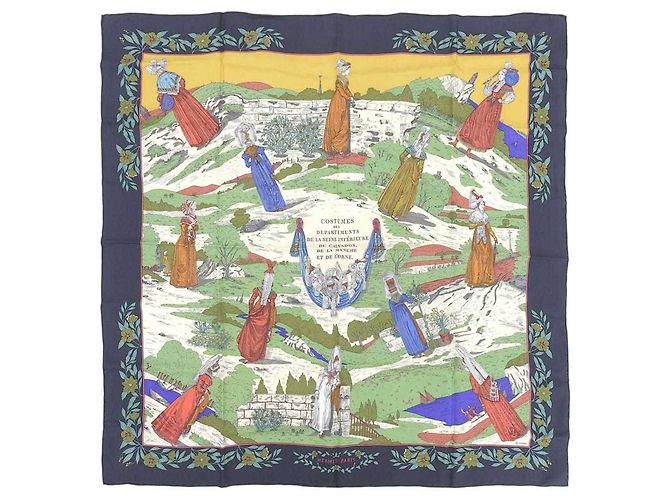 Hermès Foulard di seta multicolore Hermes Carre 90