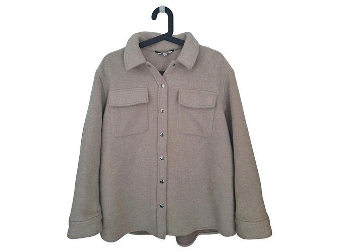Autre Marque Sovracamicia beige in misto lana