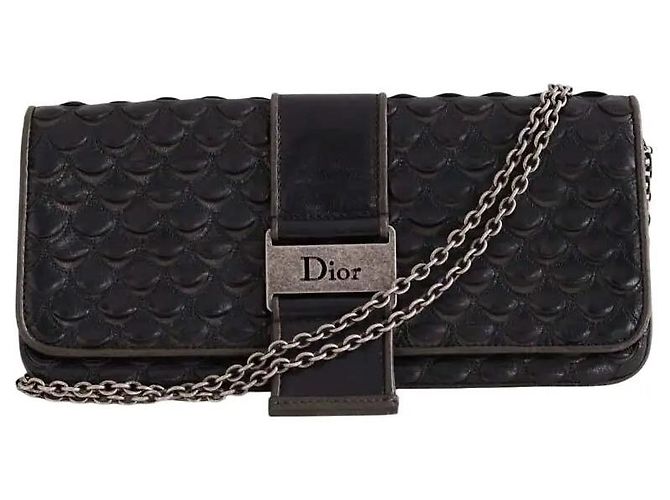 Autre Marque Dior Clutch aus schwarzem Leder