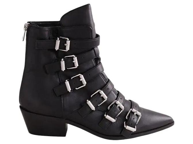 Zadig & Voltaire Black Leather Buckle Boots
