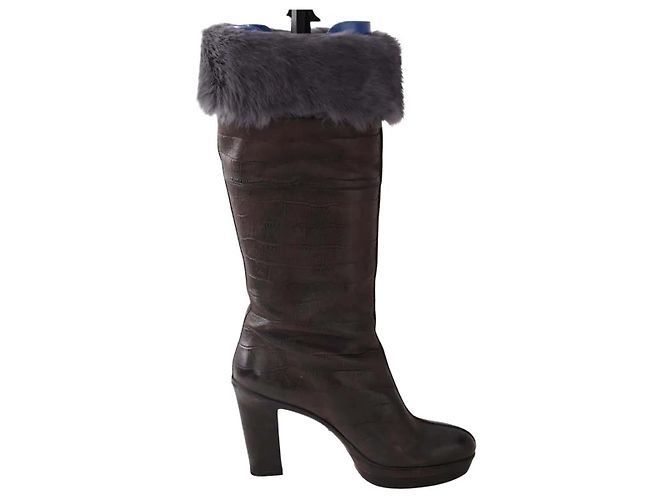 Santoni Stiefel aus braunem Leder