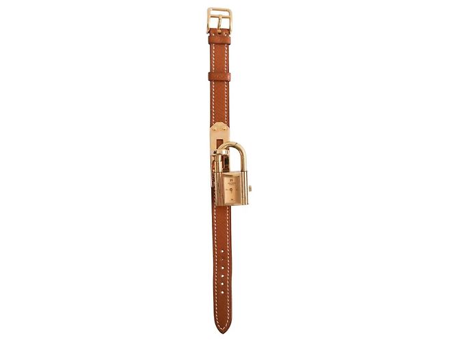 Montre Hermès Kelly plaqué or camel