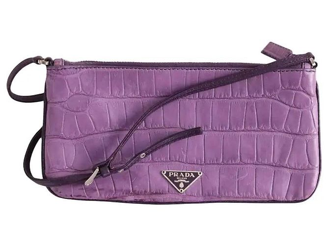 Pochette Prada en cuir violette