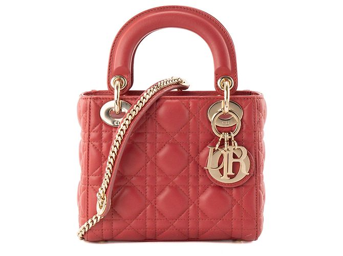 Autre Marque DIOR - Borsa a tracolla Lady Dior mini in pelle cannage rossa Rosso