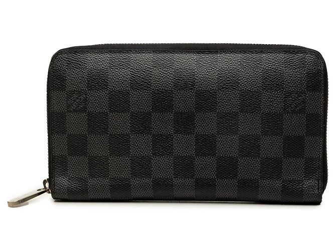 Black Louis Vuitton Damier Graphite Zippy Organizer Wallet Long Wallets