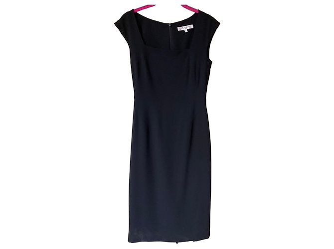 Lk Bennett Vestido vainica L.K. Bennett negro de manga corta y escote cuadrado