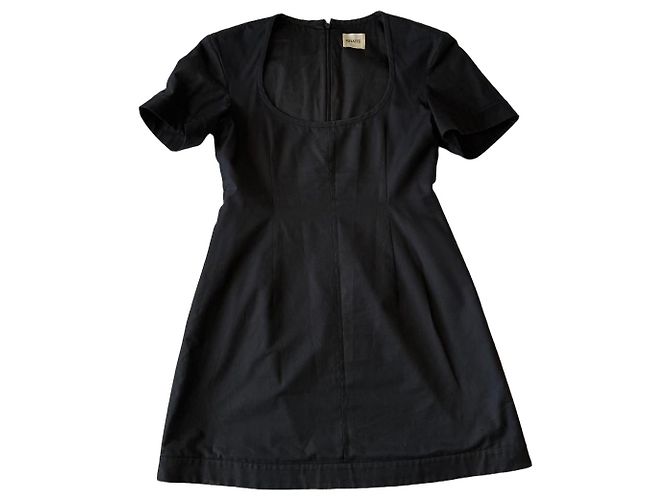 KHAITE Mini-Kleid aus schwarzer Baumwolle mit eckigem Ausschnitt