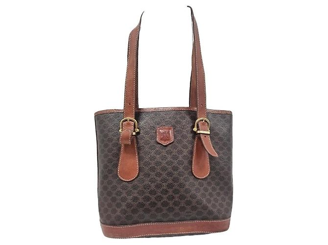 Céline Sac cabas Celine en toile enduite marron et cuir marron