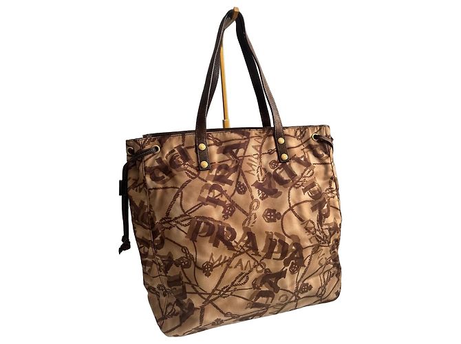 Prada printed nylon bag Brown