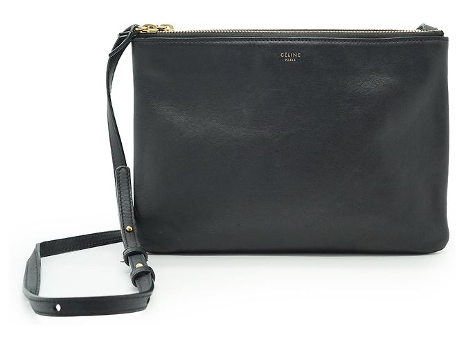 Céline Borsa Trio Large a tracolla e spalla in pelle nera Nero