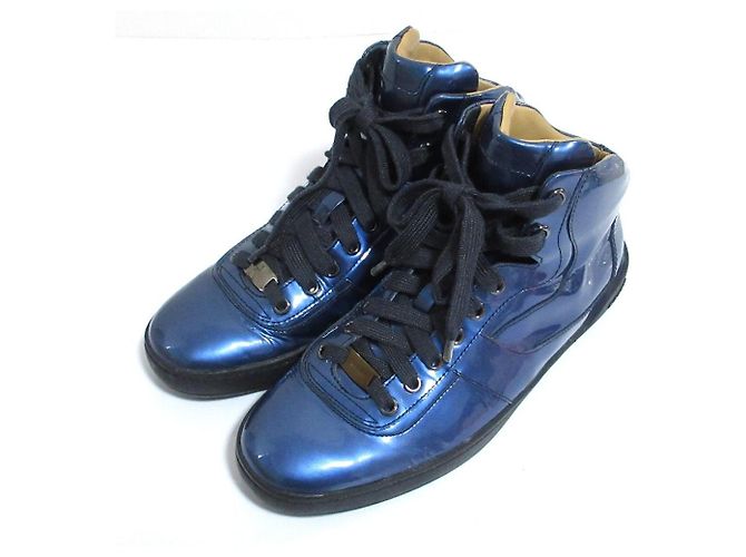 Bally EROY High Cut Sneaker aus Lackleder Blau