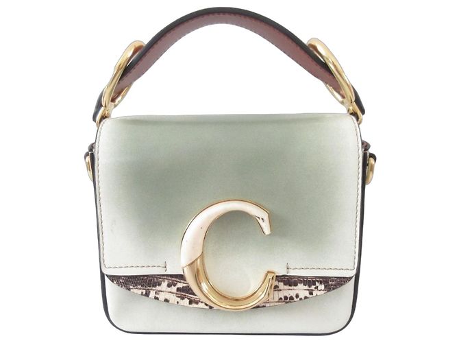 Chloé Chloe Chloe C Croco Embossed Mini Square Handbag Green