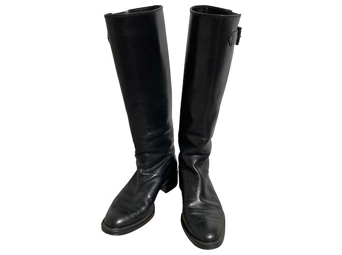 TOD'S Lederstiefel lang Schwarz