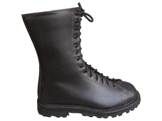 Autre Marque Botins de combate em couro De Risi Sud Preto