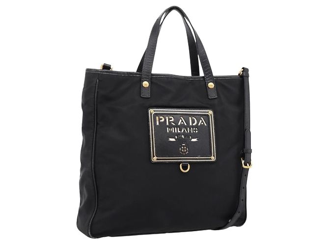 PRADA Sac à main Nylon 2way Noir Doré