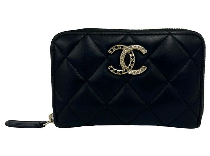 Chanel Matelassé Mini Black Lambskin Bi-fold Wallet