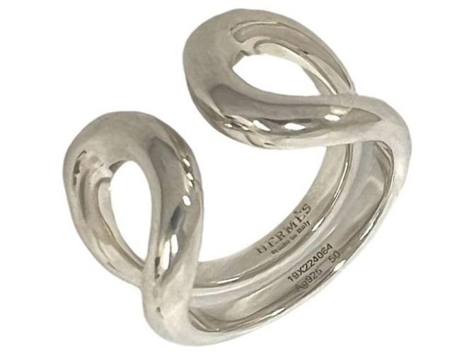 Hermès Hermes Lima PM Sterling Silver Band Ring Silvery