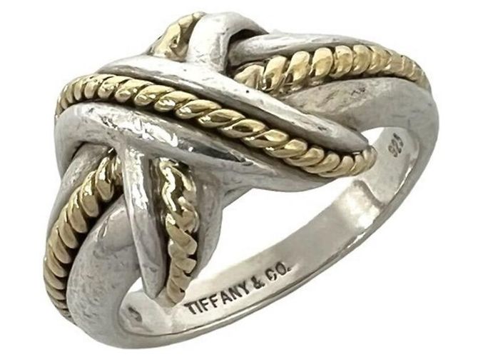 Autre Marque Anello Tiffany Vintage Signature Argento D'oro