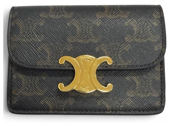 Céline Tarjetero Celine Leather Triomphe