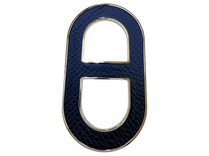 Hermès Hermes Chaine d'Ancre Brosche Silber Marineblau