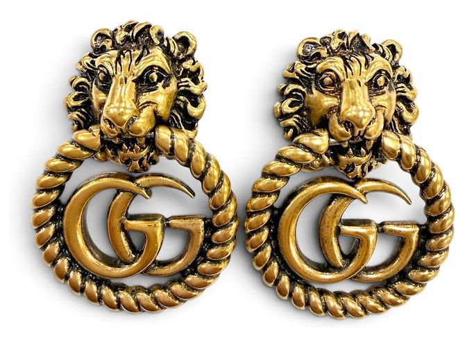 Orecchini a clip Gucci GG Marmont Lion Head D'oro