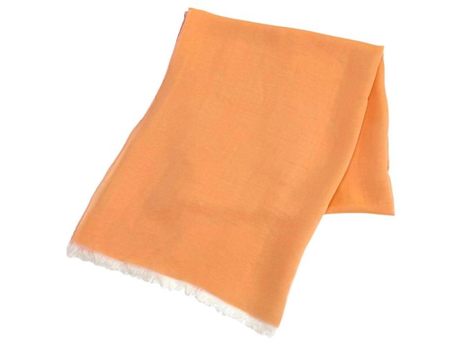 Hermès Estola reversível de seda Hermes Rosa Laranja