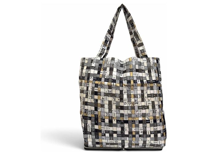 Hermès Sac cabas HERMES Silky Pop Bolduc Check Leather Buffle Skipper Noir
