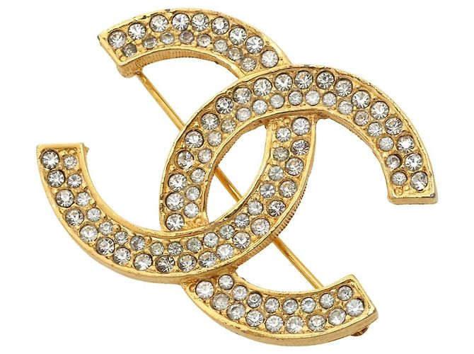 Spilla Chanel Coco Mark con strass D'oro