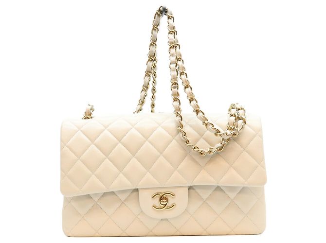 Bolsa de ombro Chanel em couro caviar cinza claro Marrom