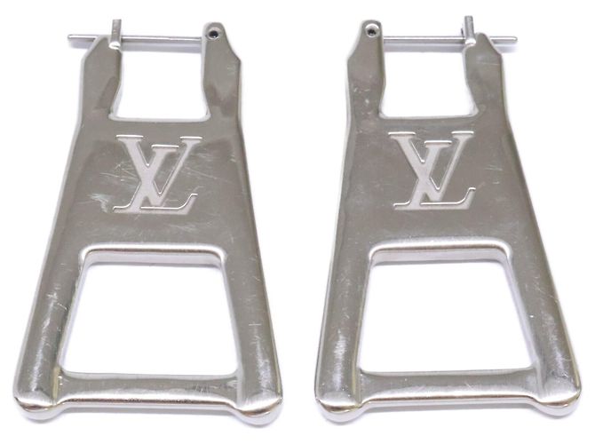 Louis Vuitton MP3016 Silver Zip Stud Earrings Silvery