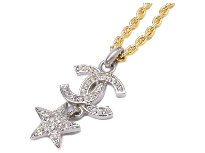 Collier long Chanel F20A Coco Mark & Comet Argenté Doré