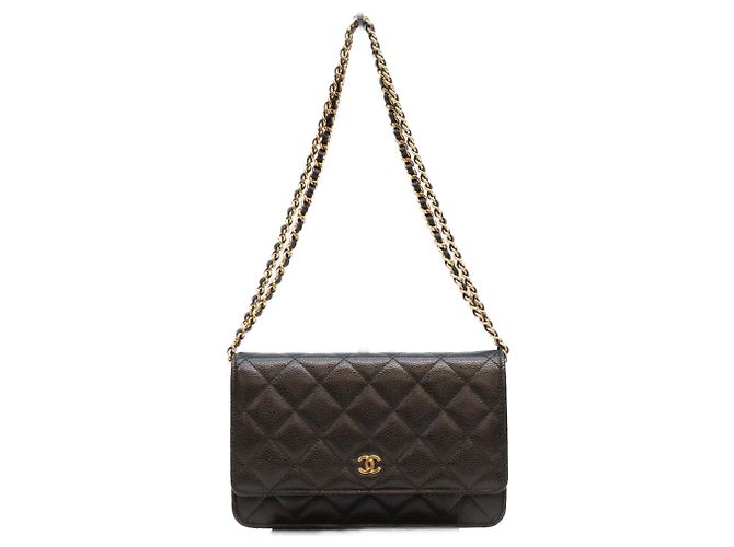 Borsa a tracolla portafoglio Chanel Timeless Classic Caviar Chain Nero