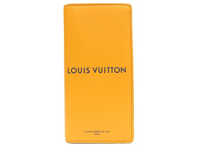 Louis Vuitton Cowhide Leather Long Wallet Blue Orange