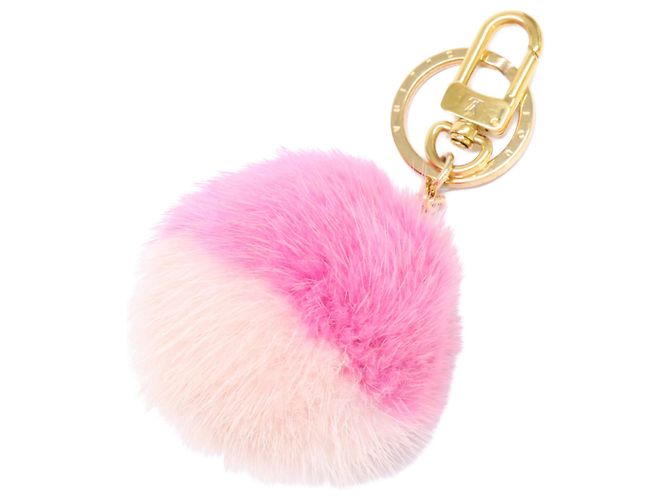 Chaveiro de pele de vison Rosa/Dourado Louis Vuitton