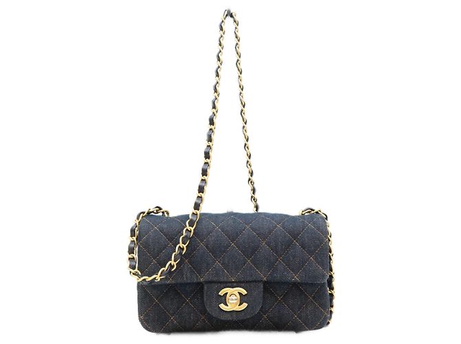 Borsa a tracolla mini Chanel Indigo Denim Blu scuro