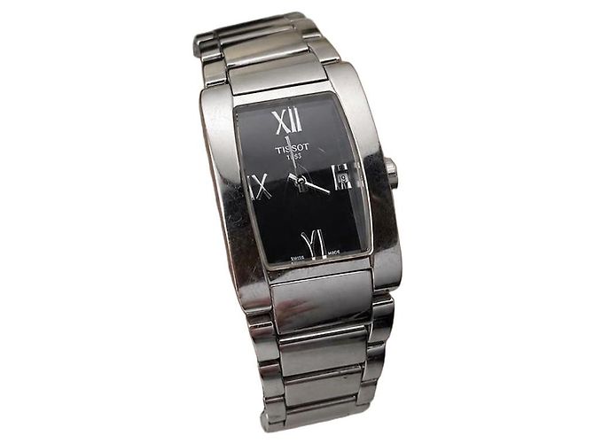 Reloj Tissot de acero inoxidable Negro Hardware de plata