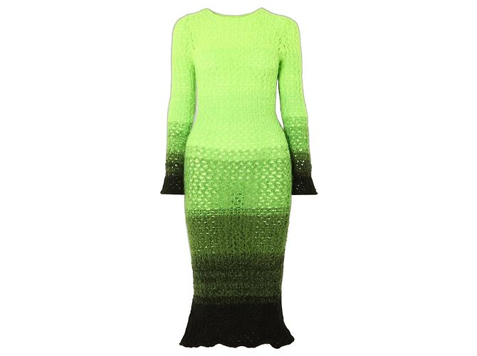 Autre Marque AGR Ombré Strick-Midikleid Schwarz Grün